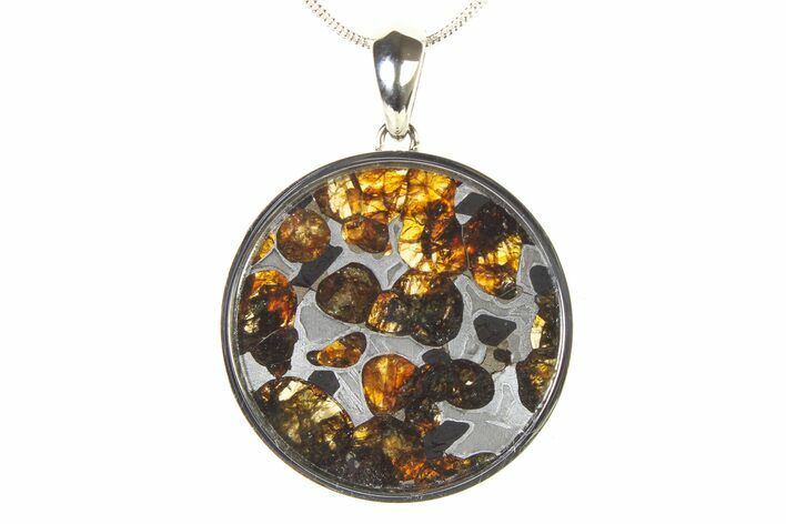 Sericho Pallasite Round Meteorite Pendant - Kenya #336133